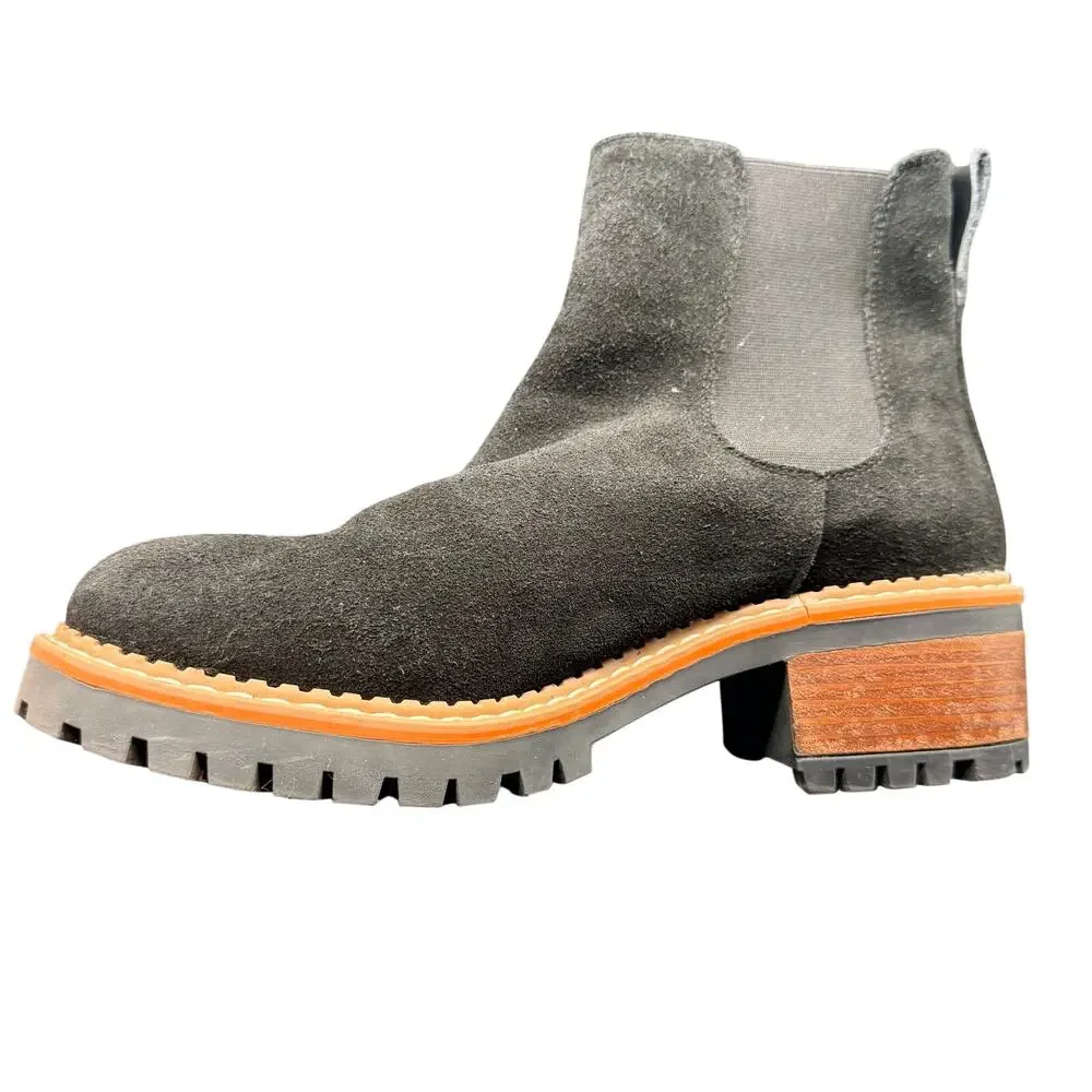 Bertuchi Suede Chelsea Ankle Boots Lug Sole Block Heel EU 39 US 8 8.5
